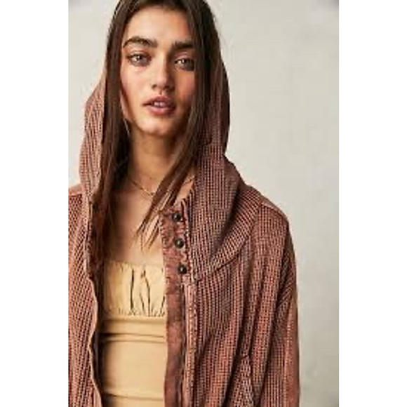 Free People Mason One Hoodie, Purple Waffle Knit, Size Medium - Picture 2 of 9